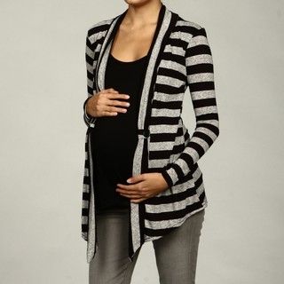 Oh Mamma Maternity Black/ Heather Grey Stripe Top