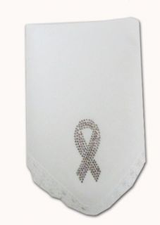 Breast Cancer Pink Ribbon Rhinestone Handkerchief with