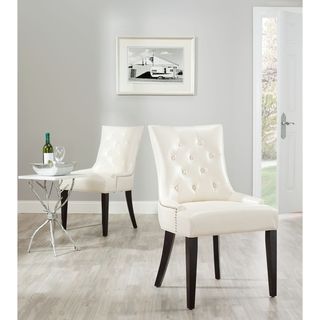 Marseille Cream Leather Nailhead Dining Chairs (Set of 2)