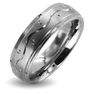 Stainless Steel Mens Weave and Dot Design Ring