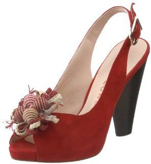 London Womens Idelina Slingback Pump,Red Silk Suede,6 M US Shoes
