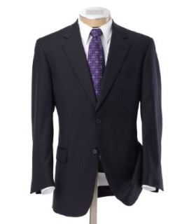 Button Superfine Wool Suit (NAVY 2 CLR BEAD STR, 52 REGULAR) Clothing