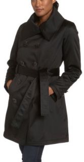Jones New York Womens Satin Double Breasted Belted Coat