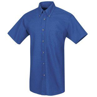 Mens SHORT SLEEVE Button Down Poplin Shirt: Clothing
