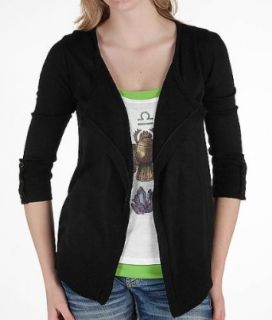 Daytrip Open Front Cardigan Sweater Black Coral Deep