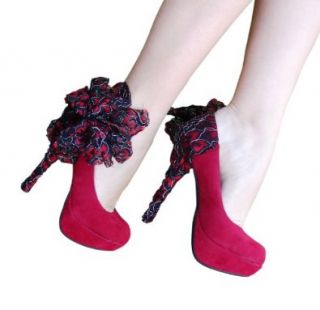 Heel Condom in Black and Red Lace Shoes