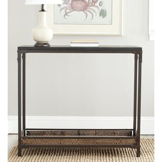 Bedford Wicker Accent Wood Top Console Table