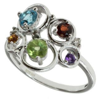 Michael Valitutti Sterling Silver Multi gemstone and Diamond Ring