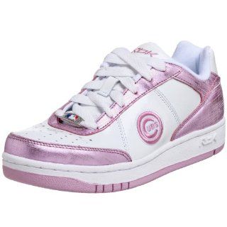 Womens MLB Cubs Clubhouse Shimmer Sneaker,White/Pink,6 M Shoes