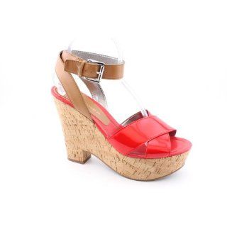 Marc Fisher Sabina Open Toe Platforms Sandals Shoes Red Womens Shoes