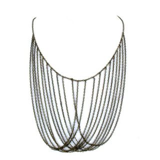 Goldtone Multi strand Overlapping Chain Link Necklace MSRP $20.00
