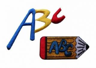 ID #0936AB Pencil & Letters Kids Type Embroidered Iron On