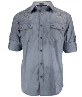 Roar Challenger II Button Front Shirt Blue: Clothing