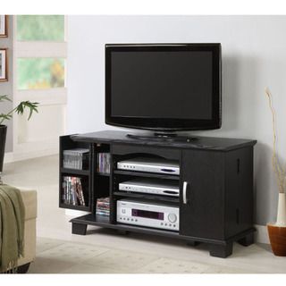 42 in. Black Wood TV Stand