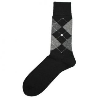 Black Argyle Wool Socks by Burlington: Clothing