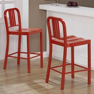Red Metal Counter Stools (Set of 2)