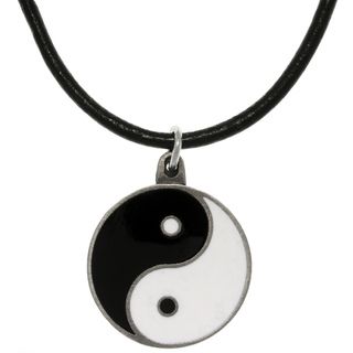CGC Pewter Yin Yang Leather Cord Necklace