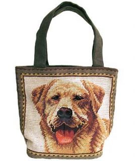 Yellow Lab Needlepoint and Suede Mini Tote Clothing