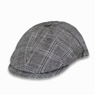 Borsalino Grey Plaid Pub Cap (59, Grey) Clothing