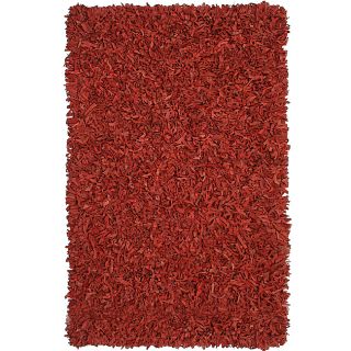 Hand tied Pelle Red Leather Shag Rug (8 x 10)
