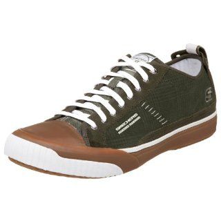 Skechers Mens Berm Lace Up,Olive/White,6.5 M US Shoes