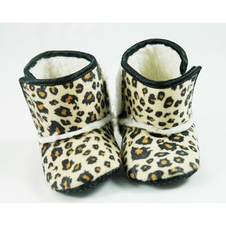 Brown Leopard Infant Girls Crib Boots