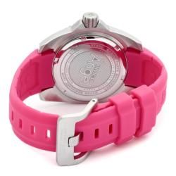 Invicta Womens Angel White Crystal Pink MOP Dial Pink Rubber Watch