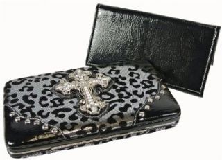 Cheetah Print Metallic Felt Thick Flat Womens Wallet w