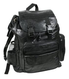 16 leather patchwork backpack black: Clothing