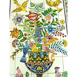 Mosaic Rooster 40 tile Ceramic Wall Mural