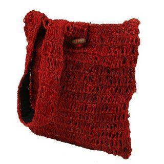 Hemp Cotton Shoulder Bag   Red W04S63A: Shoes