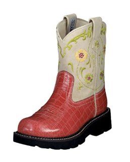 Poppy Boots Cowboy Boots 7 Salmon Gator Print   15038 Ariat Shoes