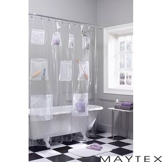 Maytex Mesh Pockets Vinyl Shower Curtain