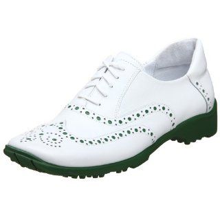 Sesto Meucci Womens Gemini Oxford Golf Shoe,White/Green,7 M US Shoes