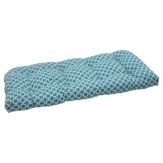 Pillow Perfect Outdoor Hockley Wicker Teal Loveseat Cushion