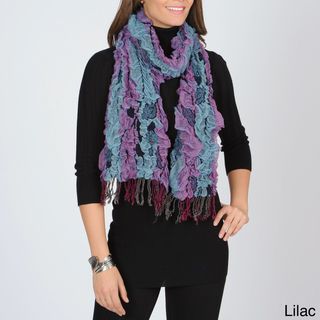 Isabella Rodriguez Womens Puckered Scarf with Fringe Accents