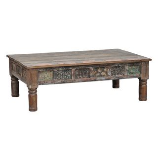 Carved Panel Multi/ Brown Coffee Table
