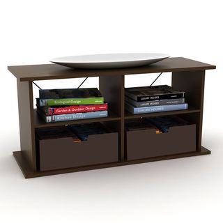 Atlantic Duo 42 inch TV Stand with two Chestnut Media Bins