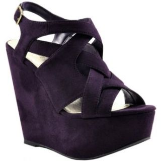 Bakers Womens Cachet Wedge Sandal Purple 5 Shoes