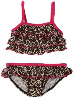 Pink Platinum 2 Piece Leopard Print Swim Suit , Brown , 24