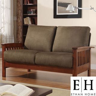 ETHAN HOME Hills Collection Oak and Olive Loveseat