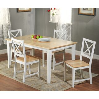 Crossback White/ Natural 5 piece Dining Set