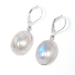 Handmade Silverplate Rainbow Moonstone Earrings (India)