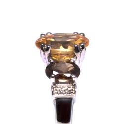 Sterling Silver Golden and Brown Cubic Zirconia Ring