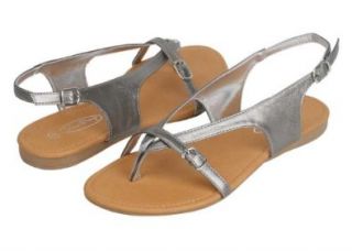 Gladiator Sandals Flats Thongs shoes 2 Buckle (5, Silver 2550) Shoes