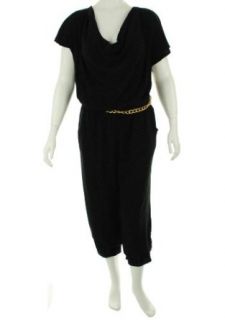 Baby Phat Short Sleeve Cropped Jumpsuit Black 3X Clothing