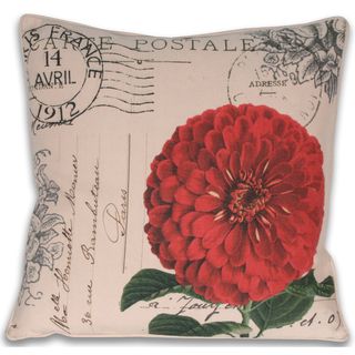 Thro French Zinnia Postcard Decorative Pillow