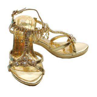 Gold Size 9T Drape Rhinestone Dress Heel Shoe: Forever Link: Shoes