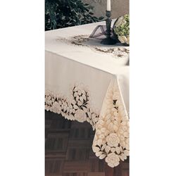 Embroidered Floral Cut work White 54 inch Square Tablecloth