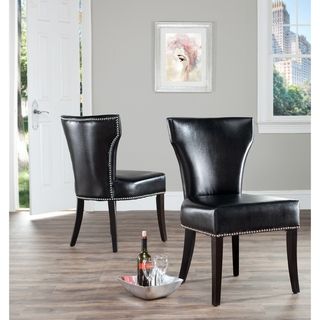 Matty Black Leather Nailhead Dining Chairs (Set of 2)